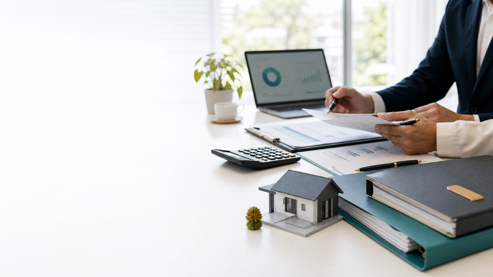 Accountant reviewing property valuation evidence workflow